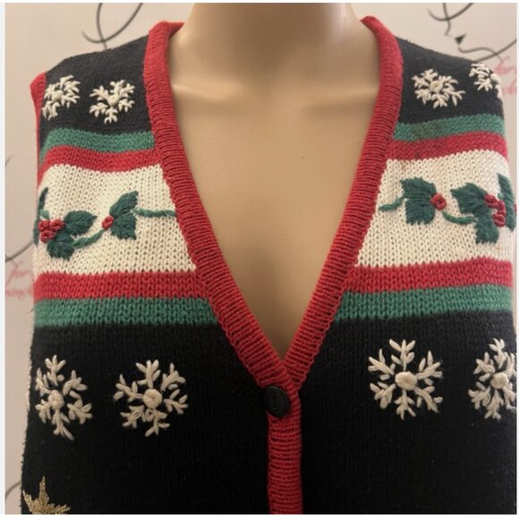 Kathy Lee. Size Medium. Christmas Sweater Vest. Ramie Cotton. Applique. B56 - Picture 5 of 7